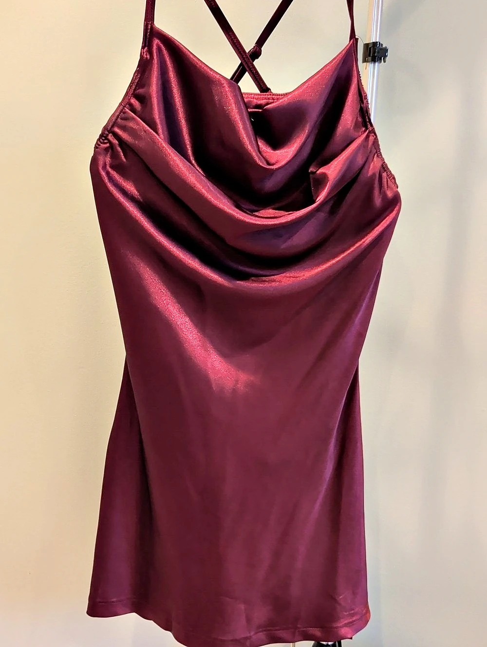 Weissman "Latch" Cowl Neck Dance Dress in Burgundy Size Medium Adult